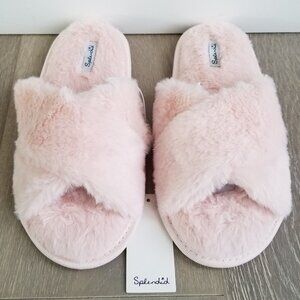 NWT Splendid Faux Fur Crisscross Slippers S/M